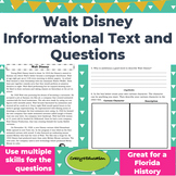 Walt Disney Informational Text and Questions Florida History