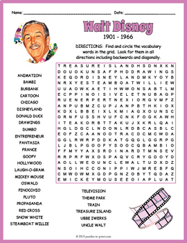 walt disney word search puzzle worksheet activity by puzzles to print