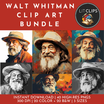 Preview of Walt Whitman [American Literature and Poetry] Clip Art Bundle for Teachers!