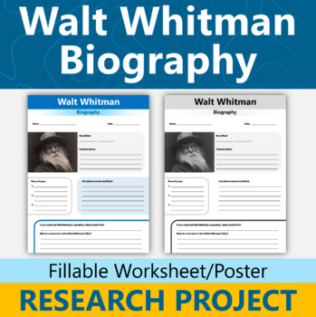 Preview of Walt Whitman Biography Author Research Project