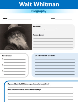 walt whitman biography in english project