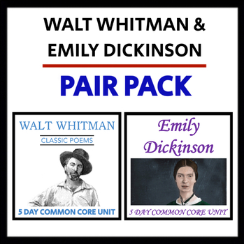 Preview of Walt Whitman & Emily Dickinson - PAIR PACK - 2 Famous 19th Century Poets