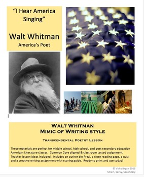 Preview of Walt Whitman Mimic Poem of “I Hear America Singing”