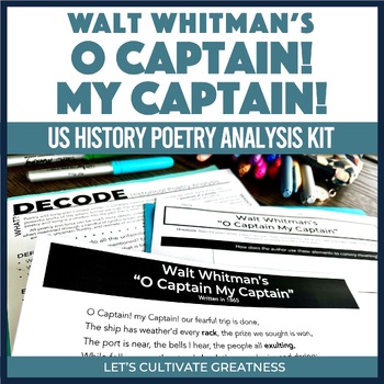 Preview of Walt Whitman O Captain My Captain Poetry Analysis US History Primary Source