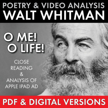 Preview of Walt Whitman, O Me! O Life! Poetry & Non-Fiction Analysis, PDF & Google Drive