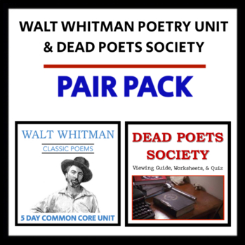Preview of Walt Whitman Poems Unit & Dead Poets Society Movie Guide - PAIR PACK - CCSS