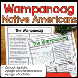Wampanoag Native Americans Reading and Comprehension Activities