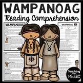 Wampanoag Reading Comprehension Worksheet First Thanksgivi