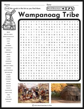 Preview of Wampanoag Tribe Word Search Puzzle