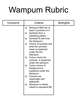 Preview of Wampum Belt Rubric