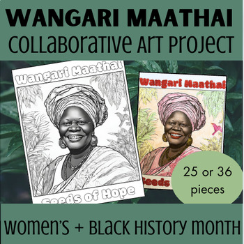 Preview of Wangari Maathai Collaborative Mural Poster Art | Women's + Black History Month