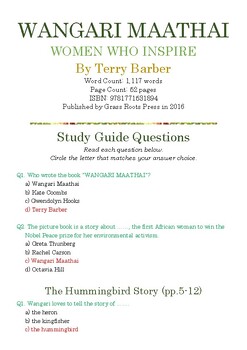 Preview of Wangari Maathai (WOMEN WHO INSPIRE) by Terry Barber; Multiple-Choice Quiz w/Ans