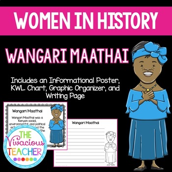 Preview of Wangari Maathai~ Women in History (Poster, KWL Chart, Graphic Organizer, Prompt)