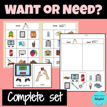 Preview of Want or Need Sorting and Matching Complete Set
