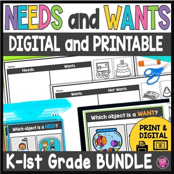 Preview of Want vs Needs Digital and Printable Economics Bundle - Wants and Needs