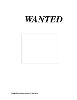 Wanted Poster Activity Template and Rubric by Kasha Mastrodomenico