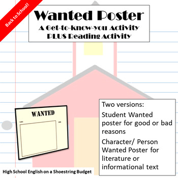 Preview of Back to School ELA Wanted Poster Activity