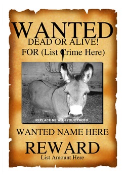 Preview of Wanted Poster Template (Word Doc)