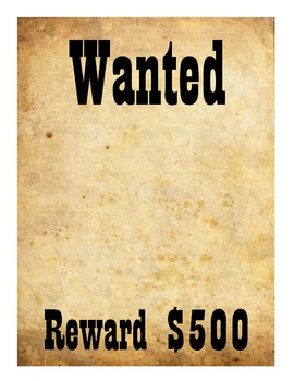 Wanted Poster/Sign Wild Wild West Unit by Birds Blooms and Books