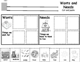 Wants & Needs Cut and Paste Preschool, Kindergarten, First