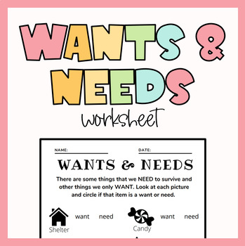 Preview of Wants & Needs Worksheet