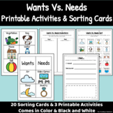 Wants VS. Needs - Printable Activities & Sorting Cards