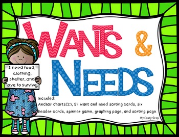 Preview of Wants and Needs Activities