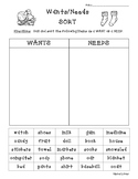 Wants and Needs Cut and Paste Sort--Economics Worksheet