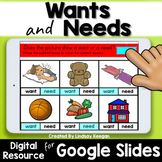 Wants and Needs Digital Activities for Google Classroom 