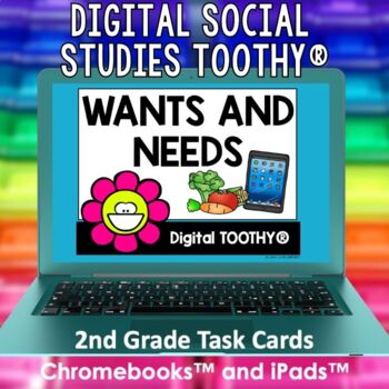 Preview of Wants and Needs Digital Social Studies Toothy® Task Cards | Digital Games