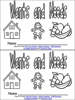 Preview of Wants and Needs Emergent Reader & Pocket Chart Cards Kindergarten Social Studies