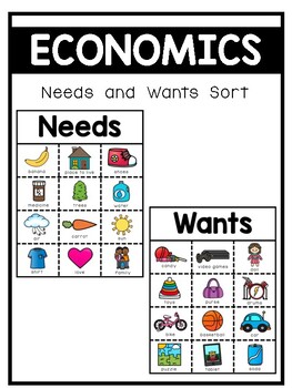 Preview of Wants and Needs Picture Sort - Economics Center