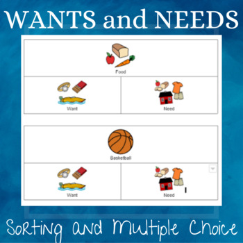 Preview of Wants and Needs (Sorting and Multiple Choice Options)