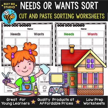 Preview of Wants and Needs Sorts | Category Sort | Cut and Paste Worksheets