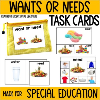 Preview of Wants or Needs Task Cards Special Education
