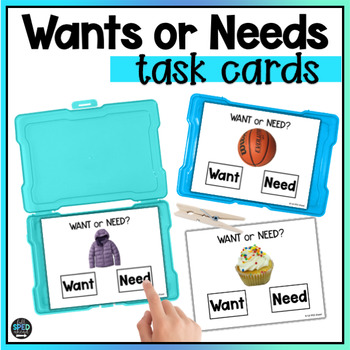 Preview of Economics Basic Wants or Needs Task Cards Activities Centers Special Education