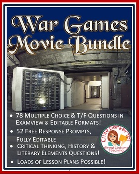 Preview of War Games Movie Worksheets Bundle -- Multiple Choice + Discussion Topics