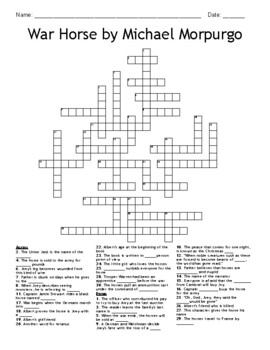 War Horse Crossword Puzzle by Pen with Purpose TPT