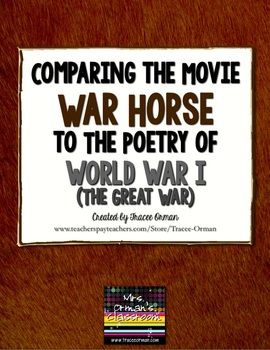 Preview of "War Horse" Movie and World War I Poetry Common Core Activities