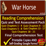 War Horse Chapter Quizzes and Test - Printable Copies and 