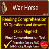 War Horse Test - Questions on Characters, Events, Plot, Th