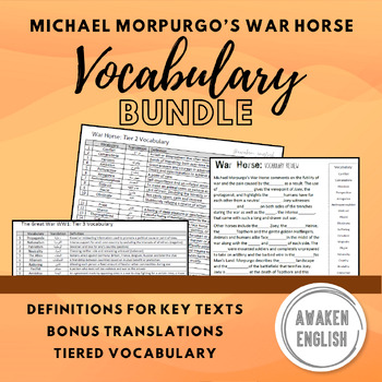 Preview of War Horse: Vocabulary Bundle