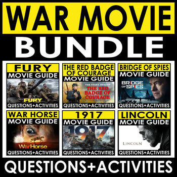 Preview of War Movie BUNDLE - 8 Movie Guides - Revolutionary, Civil War, WW1, Cold War