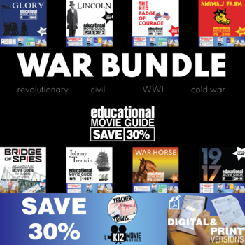 Preview of War Movie Bundle | 8 Movie Guides | Revolutionary, Civil, WWI, Cold War SAVE 30%