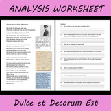 War Poetry Analysis Worksheet: Dulce et Decorum Est for Go