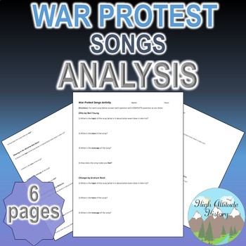 Preview of War Protest Songs Analysis Activity