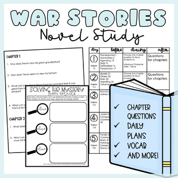 Preview of War Stories by Gordon Korman | Novel Study | Printable | Independent Work Packet