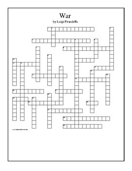 War by Luigi Pirandello Short Story Crossword Puzzle by Jim Tuttle