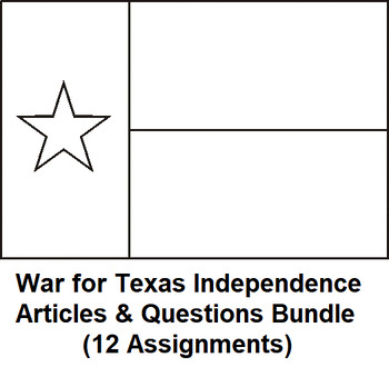 Preview of War for Texas Independence Questions & Answers Bundle (12 PDF Assignments)