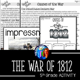 War of 1812 Activity for 5th Grade Social Studies